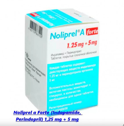 Noliprel a Forte (Indapamide, Perindopril) 1,25 mg + 5 mg