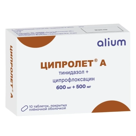 Ciprolet A (ciprofloxacin, tinidazole) 600 mg + 500 mg