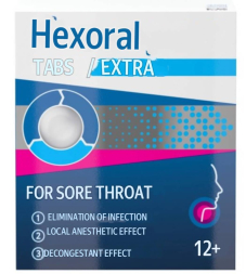 Hexoral tabs extra (dichlorobenzyl alcohol, amylmetacresol, lidocaine)